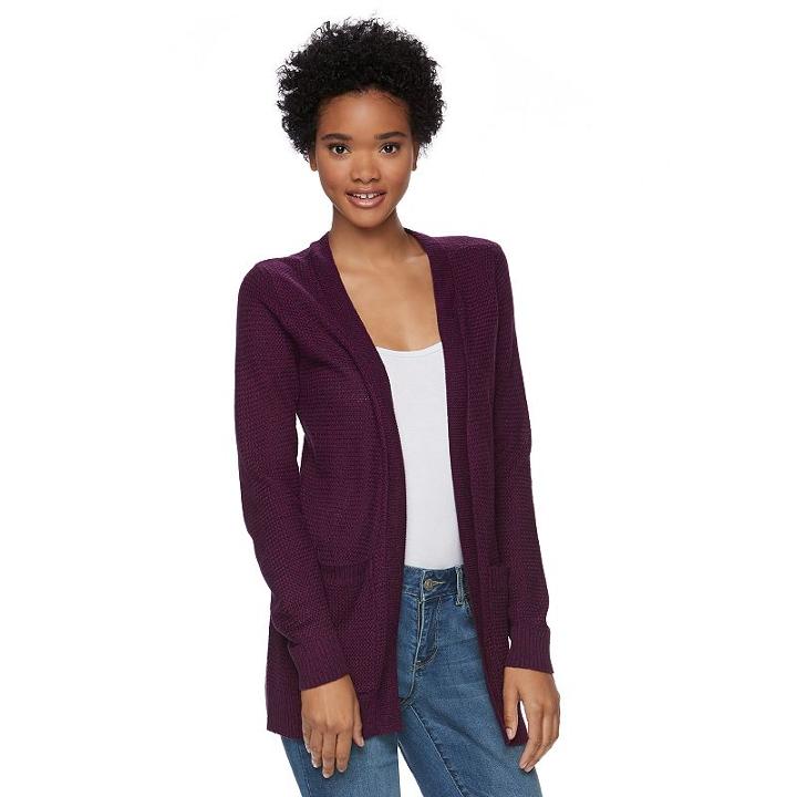 Juniors' So&reg; Open Long Sleeve Cardigan, Girl's, Size: Xl, Purple