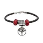 Insignia Collection Nascar Dale Earnhardt Jr. Leather Bracelet Steering Wheel Charm And Crystal Bead Set, Women's, Size: 7.5, Red