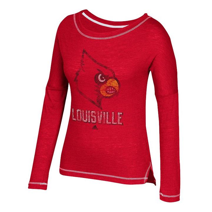 Women's Adidas Louisville Cardinals Soft And Faded Tee, Size: Xxl, Red