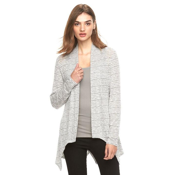 Women's Ab Studio Marled Open-front Cardigan, Size: Medium, Grey