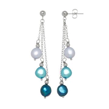 Freshwater By Honora Dyed Freshwater Cultured Pearl Drop Earrings, Women's, Blue