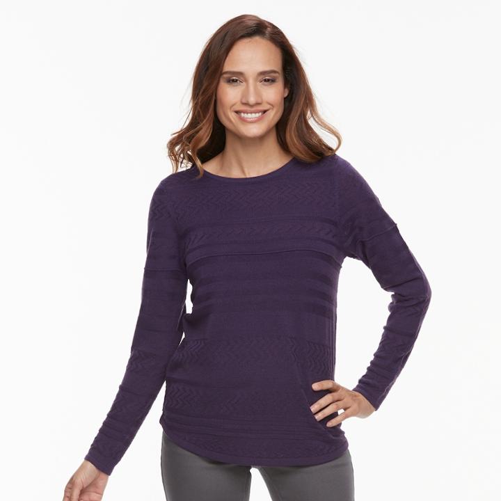 Petite Croft & Barrow&reg; Textured Stripe Sweater, Women's, Size: Xl Petite, Med Purple
