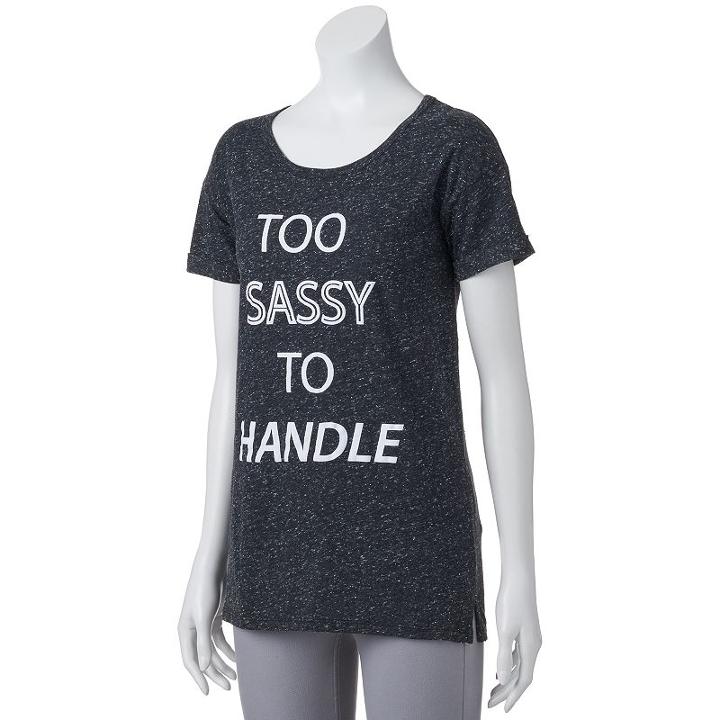 Juniors' Awake Too Sassy To Handle Graphic Tee, Girl's, Size: Medium, Black
