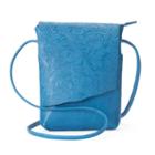 Ili Rfid-blocking Floral Embossed Leather Flap Crossbody Bag, Women's, Blue