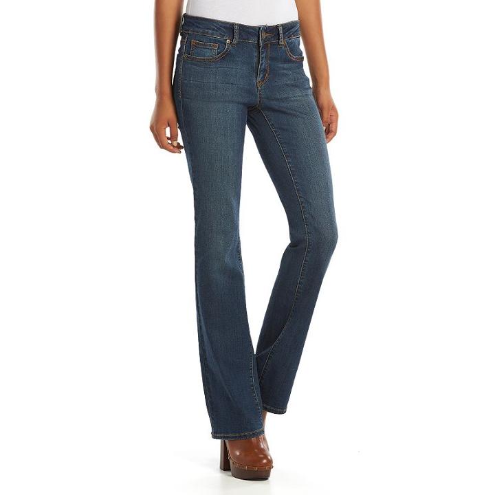Juniors' So&reg; Perfectly Soft Embroidered Bootcut Jeans, Kids Unisex, Size: 5, Dark Blue