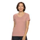 Women's Croft & Barrow&reg; Essential V-neck Tee, Size: Small, Brt Pink