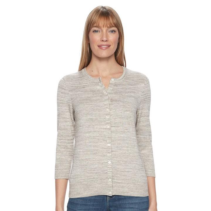 Women's Croft & Barrow&reg; Button Down Cardigan, Size: Xl, Med Brown