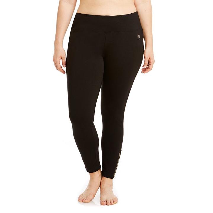 Plus Size Balance Collection Zippered-hem Ponte Leggings, Women's, Size: 1xl, Black