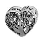 Individuality Beads Sterling Silver Family Tree Heart Bead, Women's, Grey