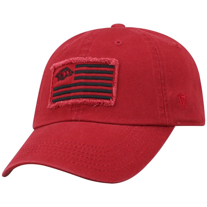 Adult Top Of The World Arkansas Razorbacks Flag Adjustable Cap, Men's, Dark Red