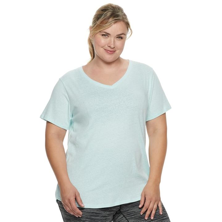 Plus Size Tek Gear&reg; Dry Tek Graphic V-neck Tee, Women's, Size: 4xl, Lt Green