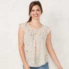 Petite Lc Lauren Conrad Pleated Top, Women's, Size: L Petite, Med Beige