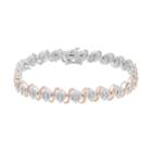 1/4 Carat T.w. Diamond Two-tone Sterling Silver Link Bracelet, Women's, Size: 7.5, White