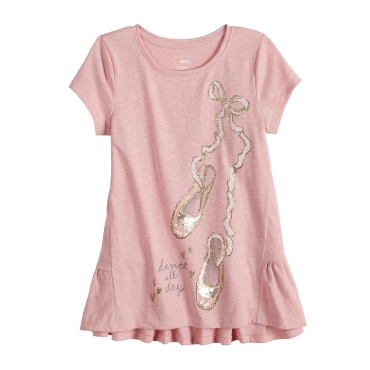 Girls 4-12 Sonoma Goods For Life&trade; Peplum-hem Graphic Tee, Size: 8, Light Pink