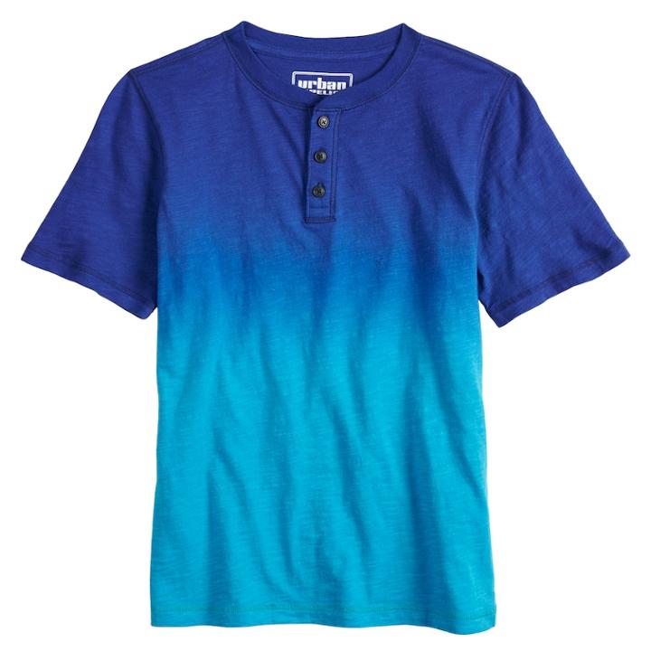 Boys 8-20 Dip-dye Henley, Size: Small, Med Blue