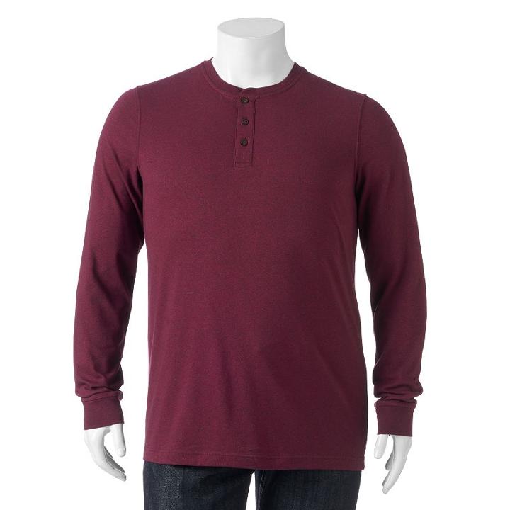 Men's Croft & Barrow&reg; Classic-fit Easy-care Henley, Size: Medium, Dark Red
