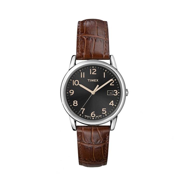 Timex Men's Leather Watch - T2n948kz, Size: Medium, Brown