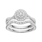 I Promise You Sterling Silver 1/2 Carat T.w. Diamond Halo Promise Ring Set, Women's, Size: 7, White