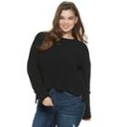 Juniors' Plus Size Candie's&reg; Lace-up Chenille Sweater, Teens, Size: 1xl, Black