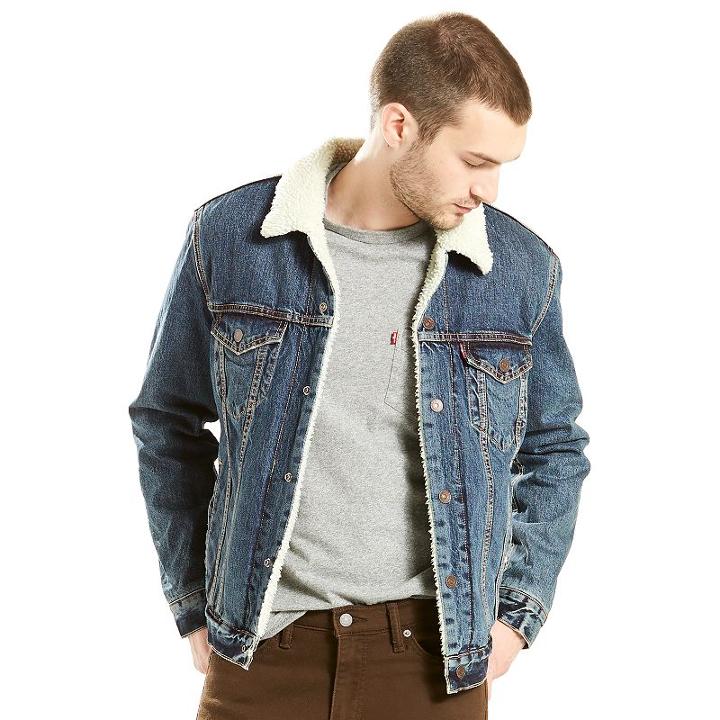 Big & Tall Levi's&reg; Sherpa-lined Denim Trucker Jacket, Men's, Size: 4xl, Dark Blue