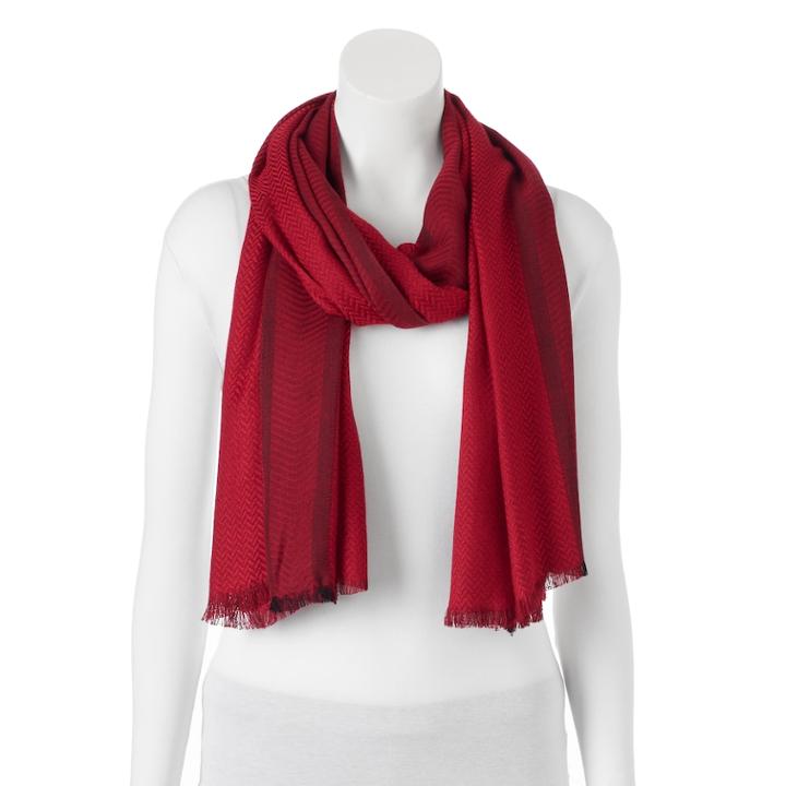 Apt. 9&reg; Herringbone Weave Pashmina Oblong Scarf, Women's, Dark Red