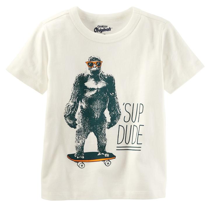 Boys 4-8 Oshkosh B'gosh&reg; Sup Dude Gorilla Graphic Tee, Size: 6, White