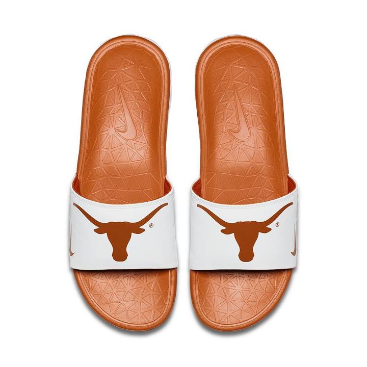 Men's Nike Texas Longhorns Benassi Slide Sandals, Size: 13, White Oth