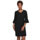 Women's Apt. 9&reg; Ribbed Bell Sleeve A-line Dress, Size: Xs, Black
