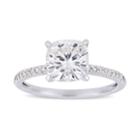 Stella Grace 2 Ct. T.w. Lab-created Moissanite & 1/10 Ct. T.w. Diamond Cushion Engagement Ring, Women's, Size: 6, White