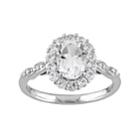 14k White Gold White Topaz & Diamond Accent Oval Halo Ring, Women's, Size: 5