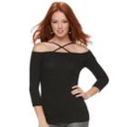 Women's Rock & Republic&reg; Strappy Off-the-shoulder Top, Size: Xs, Black