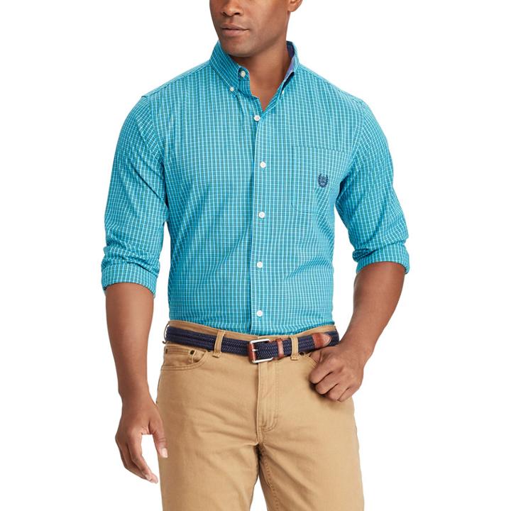 Men's Chaps Classic-fit Stretch Button-down Shirt, Size: Medium, Blue