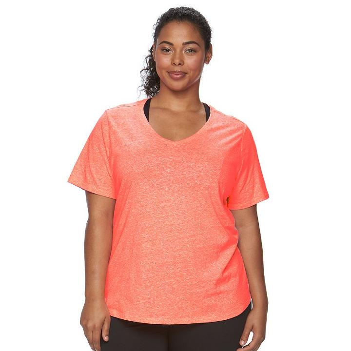 Plus Size Tek Gear&reg; Easy V-neck Workout Tee, Women's, Size: 1xl, Brt Pink