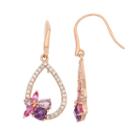 Gemstone 18k Rose Gold Over Silver Cluster Teardrop Earrings, Women's, Purple