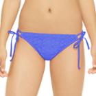 Juniors' Hot Water Crochet Shirred-back Bikini Bottoms, Size: Small, Med Blue