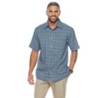 Men's Haggar Classic-fit Plaid Easy-care Button-down Shirt, Size: Medium, Blue