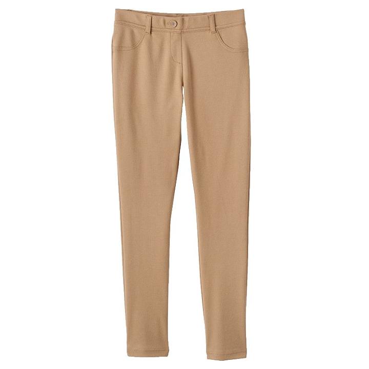 Girls 4-16 Chaps School Uniform Jeggings, Girl's, Size: 4, Lt Brown