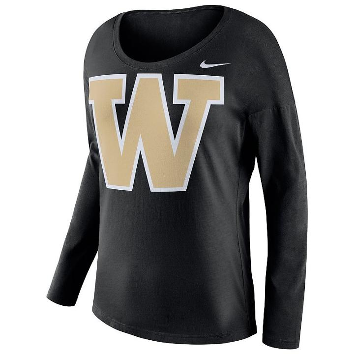 Women's Nike Washington Huskies Tailgate Long-sleeve Top, Size: Medium, Black