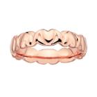 Stacks And Stones 18k Rose Gold Over Silver Heart Stack Ring, Women's, Size: 5, Pink