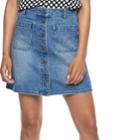 Women's Popsugar Button-front Denim Mini Skirt, Size: 6, Med Blue