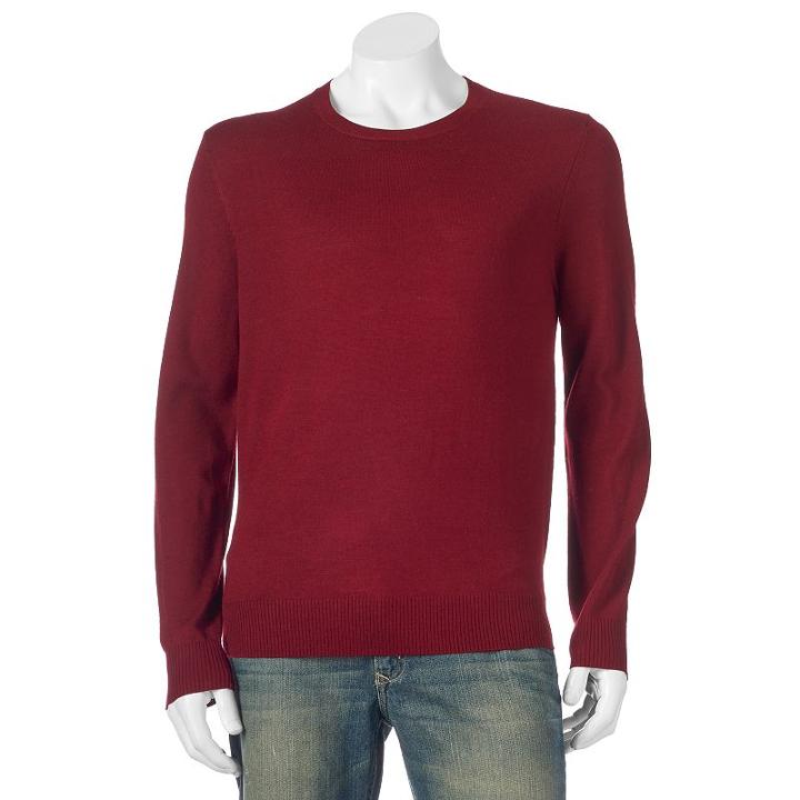 Men's Apt. 9&reg; Modern-fit Solid Merino Crewneck Sweater, Size: Xxl, Red
