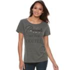 Petite Apt. 9&reg; Holiday Foiled Graphic Tee, Women's, Size: Xs Petite, Dark Grey