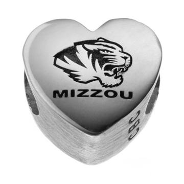 Fiora Sterling Silver Missouri Tigers Logo Heart Bead, Women's, Grey