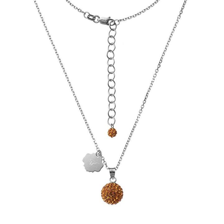 Texas Longhorns Crystal Sterling Silver Team Logo & Ball Pendant Necklace, Women's, Size: 18, Orange