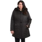 Plus Size Fleet Street Hooded Puffer Jacket, Women's, Size: 3xl, Black