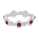 Napier Silver Glass Stretch Bracelet, Women's, Red