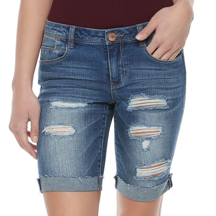 Juniors' Almost Famous Ripped Jean Bermuda Shorts, Girl's, Size: 5, Orange Oth