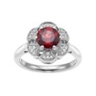 Simply Vera Vera Wang Sterling Silver Garnet & 1/10 Carat T.w. Diamond Flower Ring, Women's, Size: 7, Red