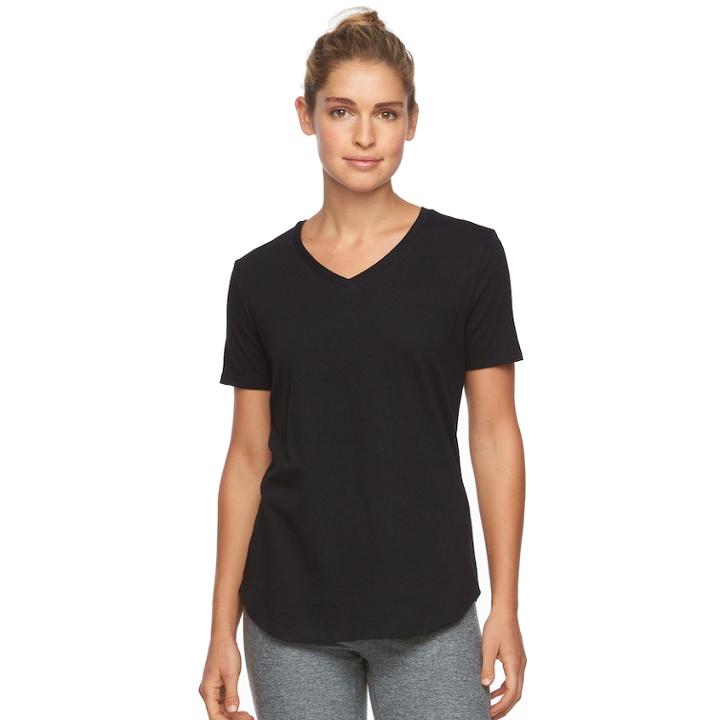 Women's Tek Gear&reg; Easy Nep V-neck Yoga Tee, Size: S Tall, Black