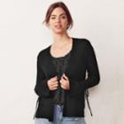 Women's Lc Lauren Conrad Ribbed Cardigan, Size: Medium, Black